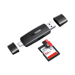 A Photo Of UGREEN CM304 2-in-1 USB 3.0 & USB-C SD Card Reader
