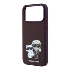 A Photo Of Karl Lagerfeld iPhone 18 Pro Max MagSafe Burgundy Smooth PU Karl & Choupette Bodies Sketch Hard Cover