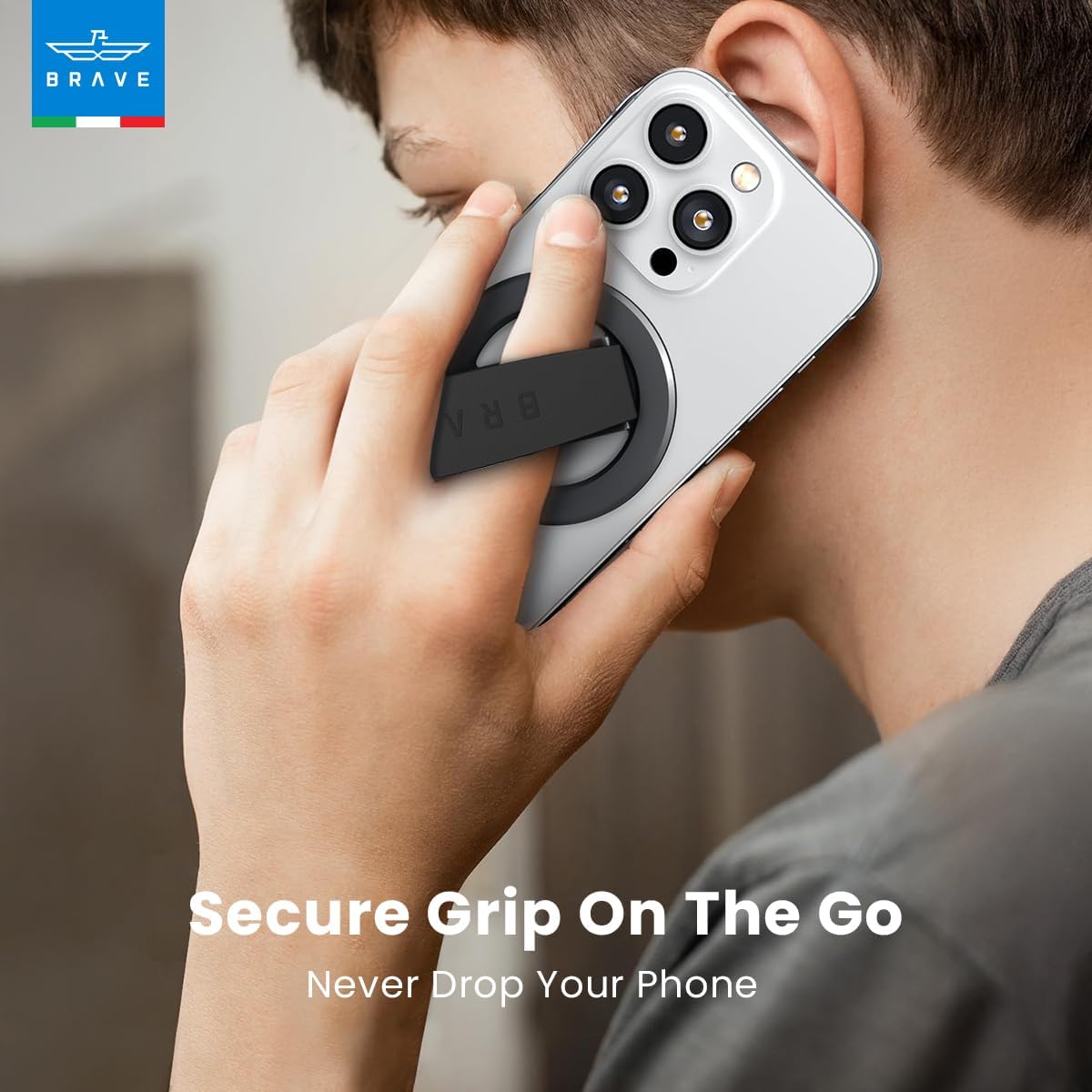 A Photo Of Brave MagGrip 3-in-1 Magnetic Phone Grip & Kickstand - Universal Mount for iPhone 17 & 18 Pro Max