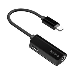 A Photo Of Baseus L37 IP Male to Dual IP Female Adapter - 3-in-1 Aux Audio Cable for iPhone
