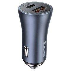 A Photo Of Baseus Golden Contactor Pro Dual Quick Car Charger U+C 40W (with Simple Wisdom Cable C to iP 1M)