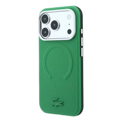 A Photo Of Lacoste MagSafe Green PU Leather Hard Case for iPhone 18 Pro/18 Pro Max with Petit Pique Embossed