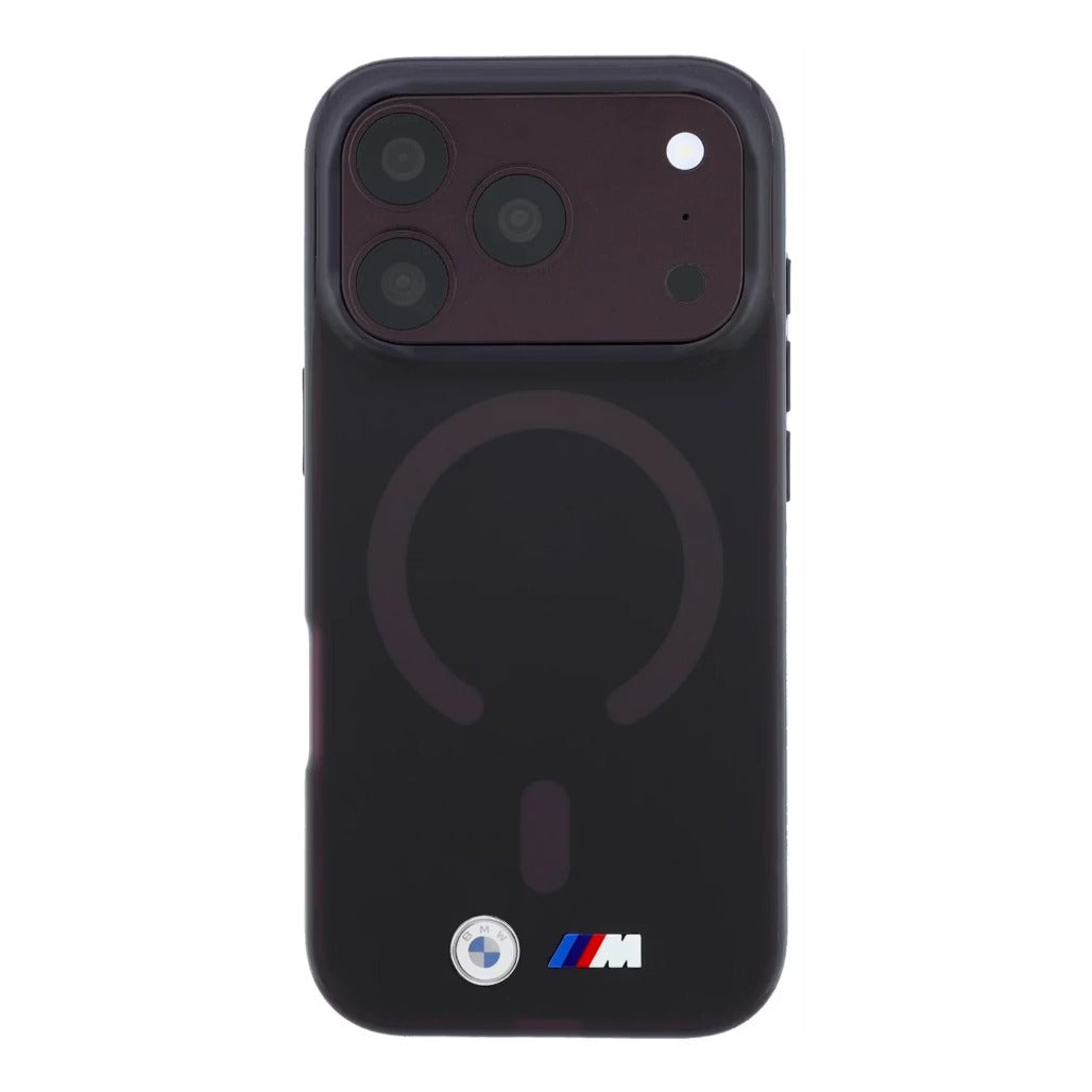A Photo Of BMW MagSafe iPhone 18 Pro Max Red IML Frosted Hard Cover with Metal Logos