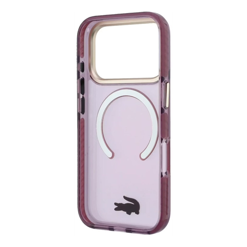 A Photo Of Lacoste Burgundy MagSafe IML Transparent Hard Case for iPhone 18 Pro /18 Pro Max with Shockproof Edges