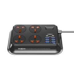 A Photo Of Moxom MX-ST07 Smart Power Socket | 6 USB Ports, 2 PD Type-C, 4 Universal Outlets, 3.4A Fast Charging