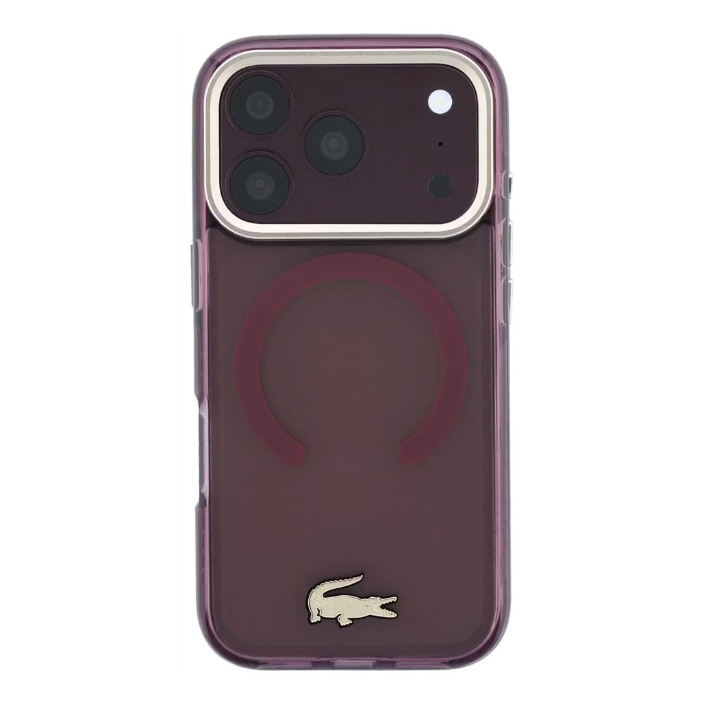 A Photo Of Lacoste Burgundy MagSafe IML Transparent Hard Case for iPhone 18 Pro /18 Pro Max with Shockproof Edges