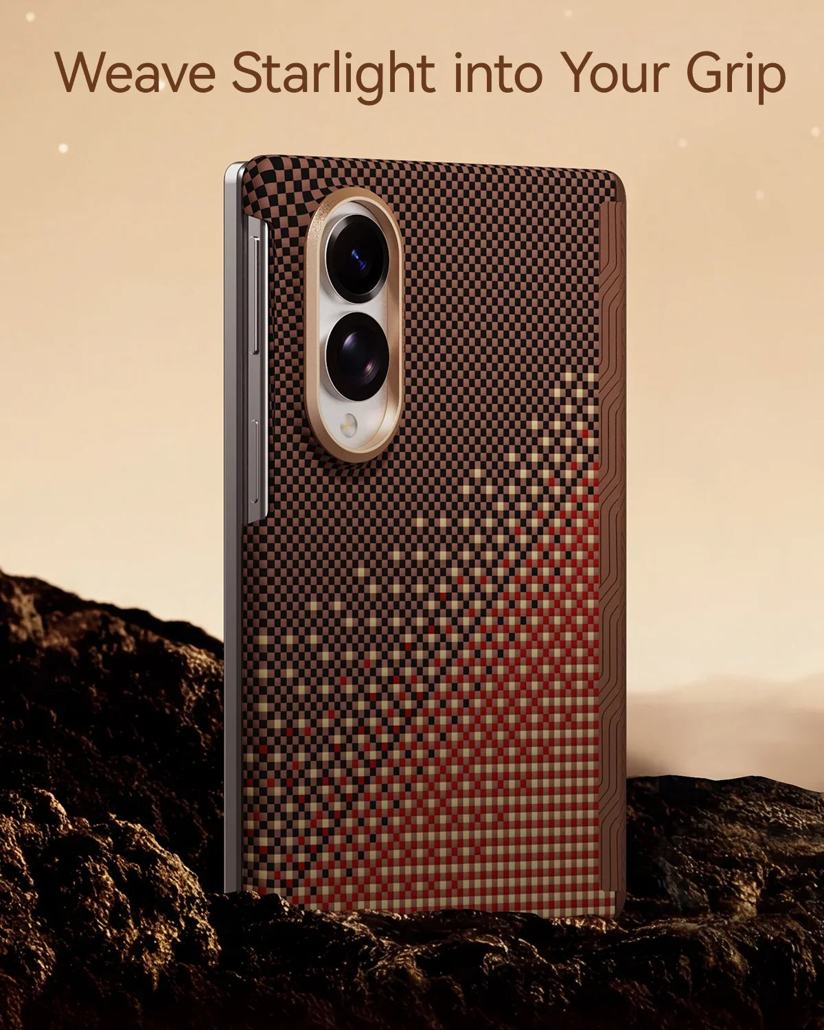 A Photo Of Raptic Aramid Skin Pro Slim Magnetic Case for Galaxy Z Fold8/Z Fold8 Ultra - Serenity Amber