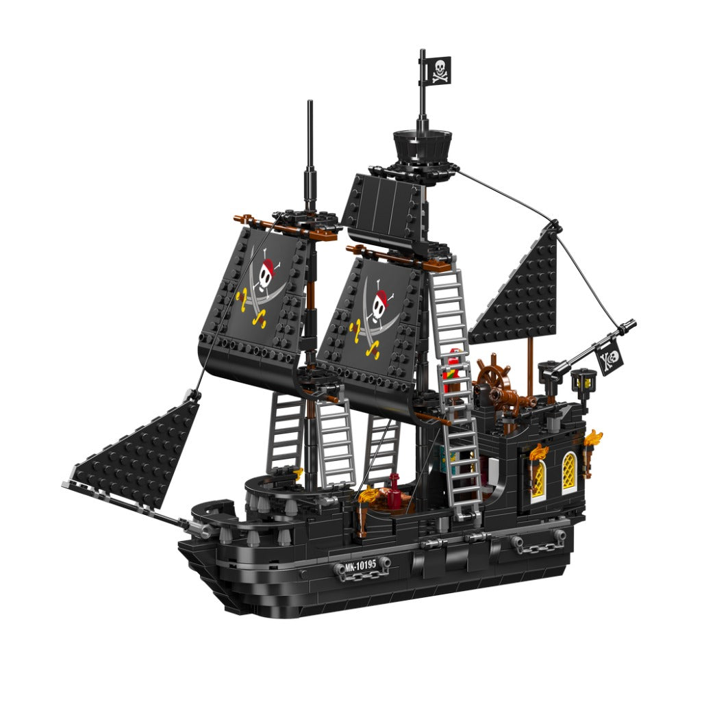A Photo Of Mould King Black Pearl Pirate Ship Building Toy Set - 932 Pieces - 10195