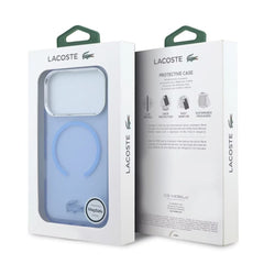 A Photo Of Lacoste iPhone 18 Pro Max MagSafe Case IML Blue Matte Frosted Finish Hard Cover, Scratch Resistant