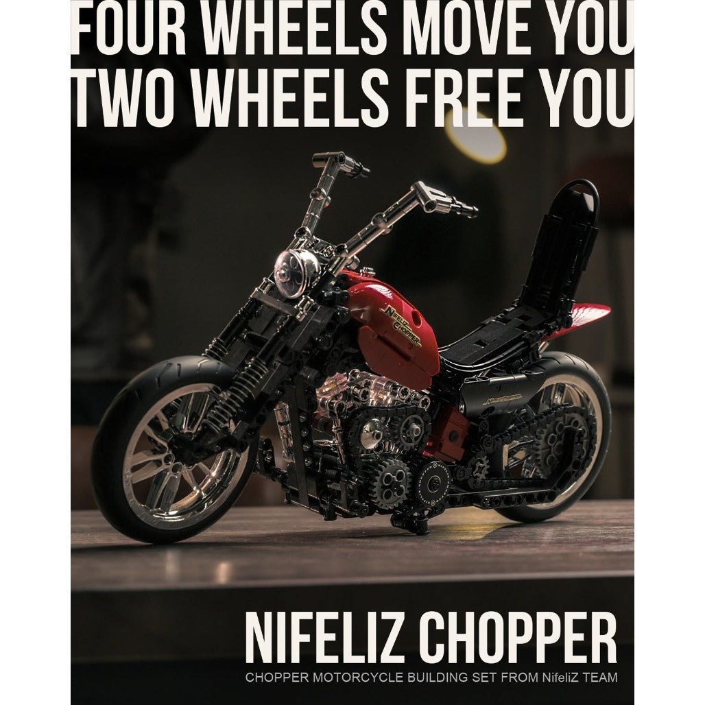 A Photo Of Nifeliz Chopper Motorcycle Building Set - 572 Pieces - NF10308