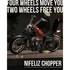 A Photo Of Nifeliz Chopper Motorcycle Building Set - 572 Pieces - NF10308