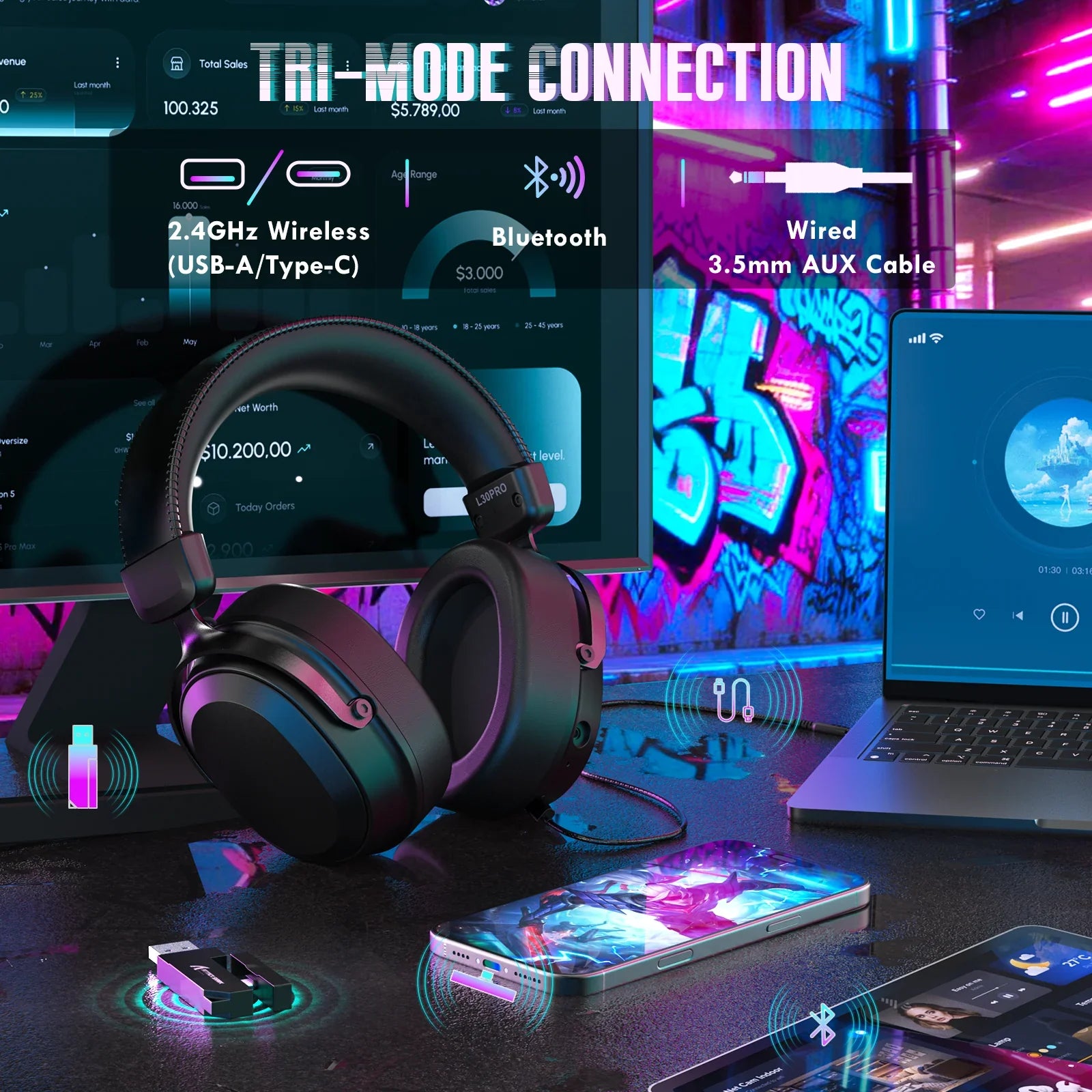 A Photo Of ATTACK SHARK L30 Pro - Wireless Gaming Headset