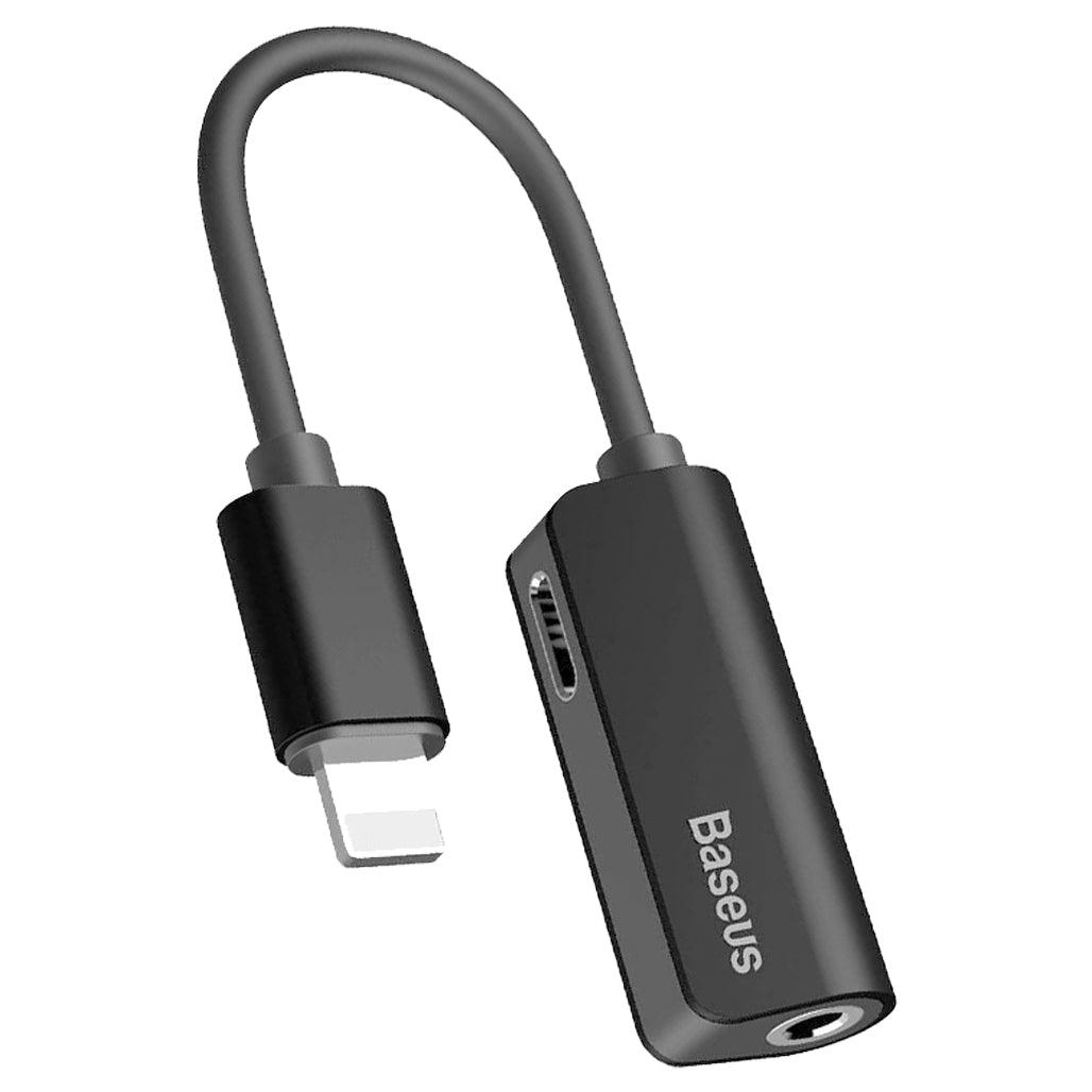 A Photo Of Baseus L37 IP Male to Dual IP Female Adapter - 3-in-1 Aux Audio Cable for iPhone
