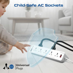 A Photo Of Promate PowerMatrix2-5M - 10AC Socket Space Efficient Power Strip with Multiple Fast Charging USB Ports