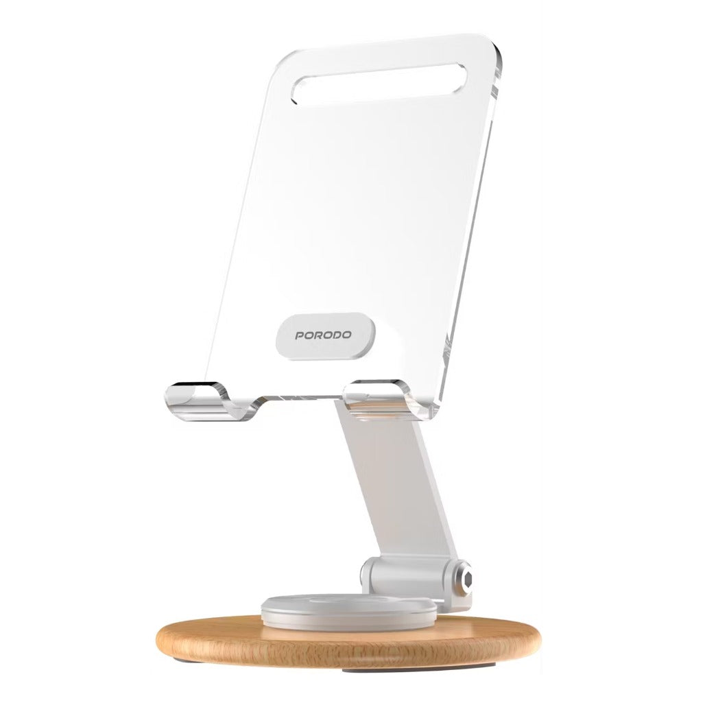 A Photo Of Porodo Tablet Stand PD-TRN360S-WH - 360° Rotatable, Adjustable, White