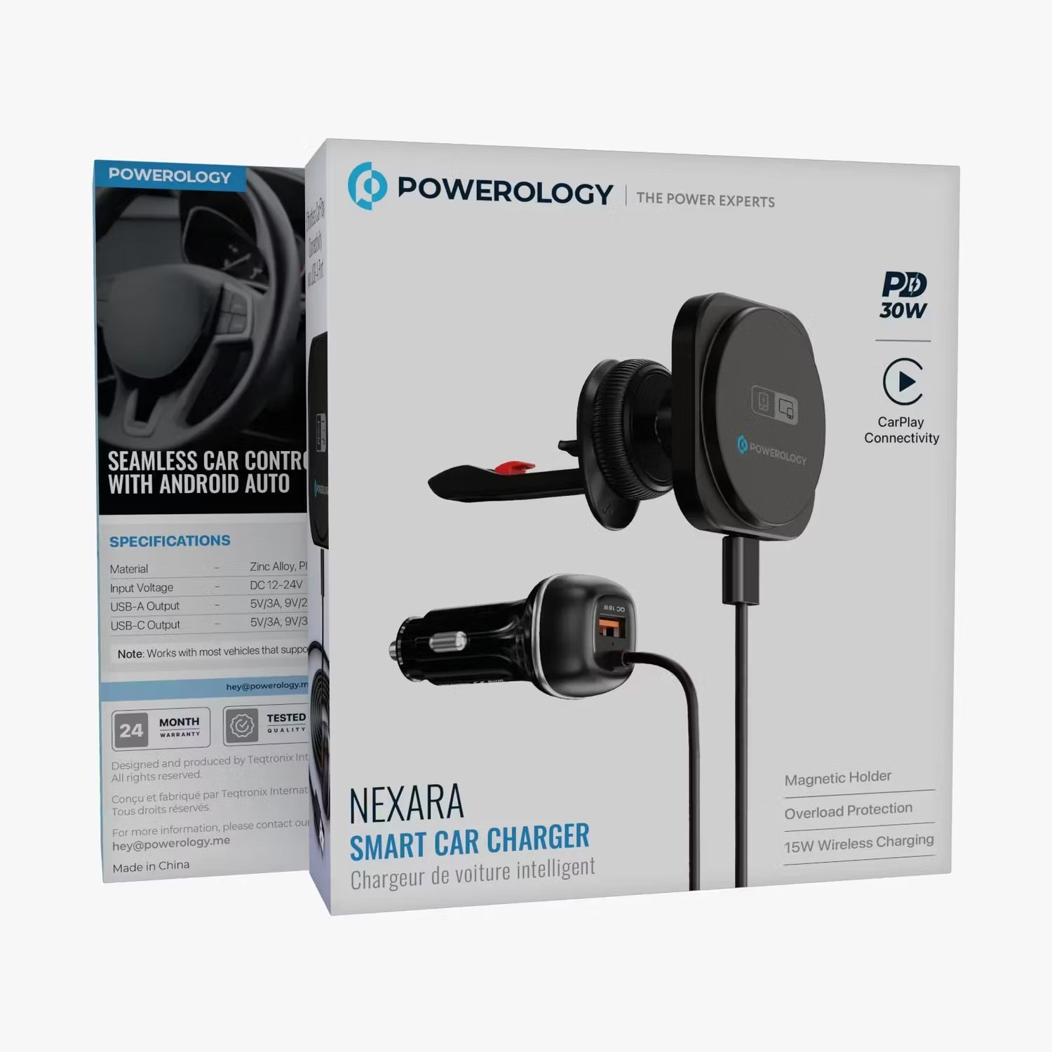 A Photo Of Powerology Car Charger Nexar PCCSR022BK - Smart, Black