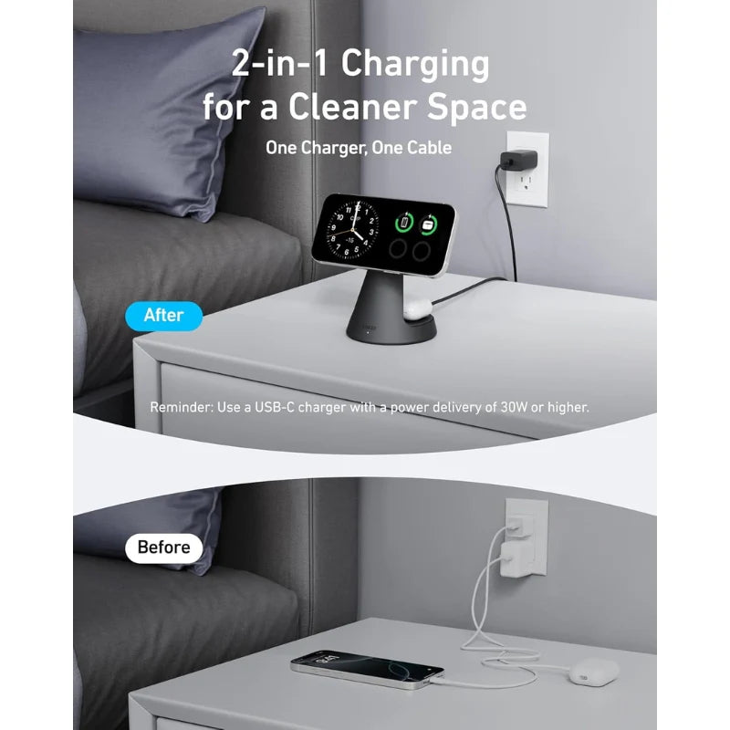 A Photo Of Anker MagGo Wireless Charger 2-in-1 Dock Stand - A25M7H11