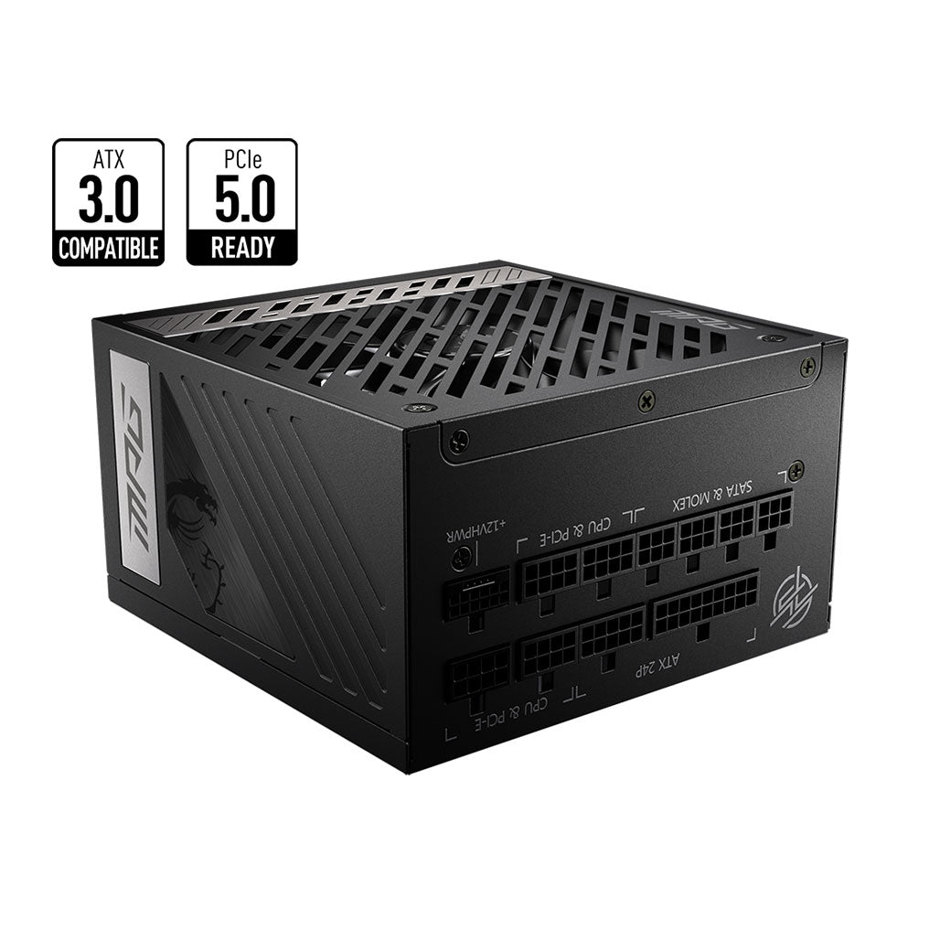 A Photo Of MSI MPG A1000G PCIe5 Power Supply - 1000W 80 PLUS Gold Certified, ATX 3.0 Compatible
