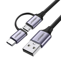 Ugreen 30875 USB To Micro USB + USB-C Fast Charge & Sync Cable - 1M