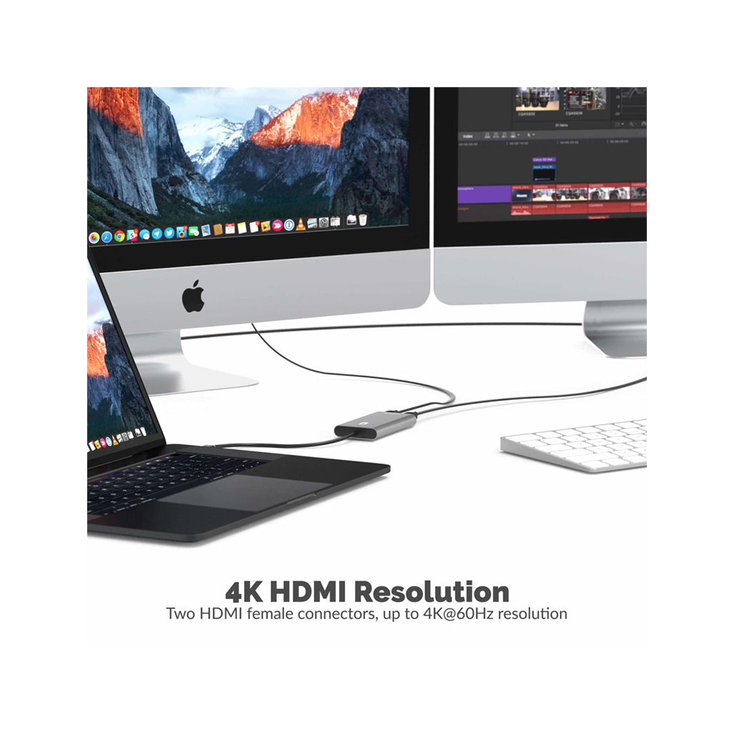 A Photo Of Sabrent Thunderbolt 3 to Dual DisplayPort Adapter – Supports Dual 4K 60Hz Monitors for MacBook Pro & iMac