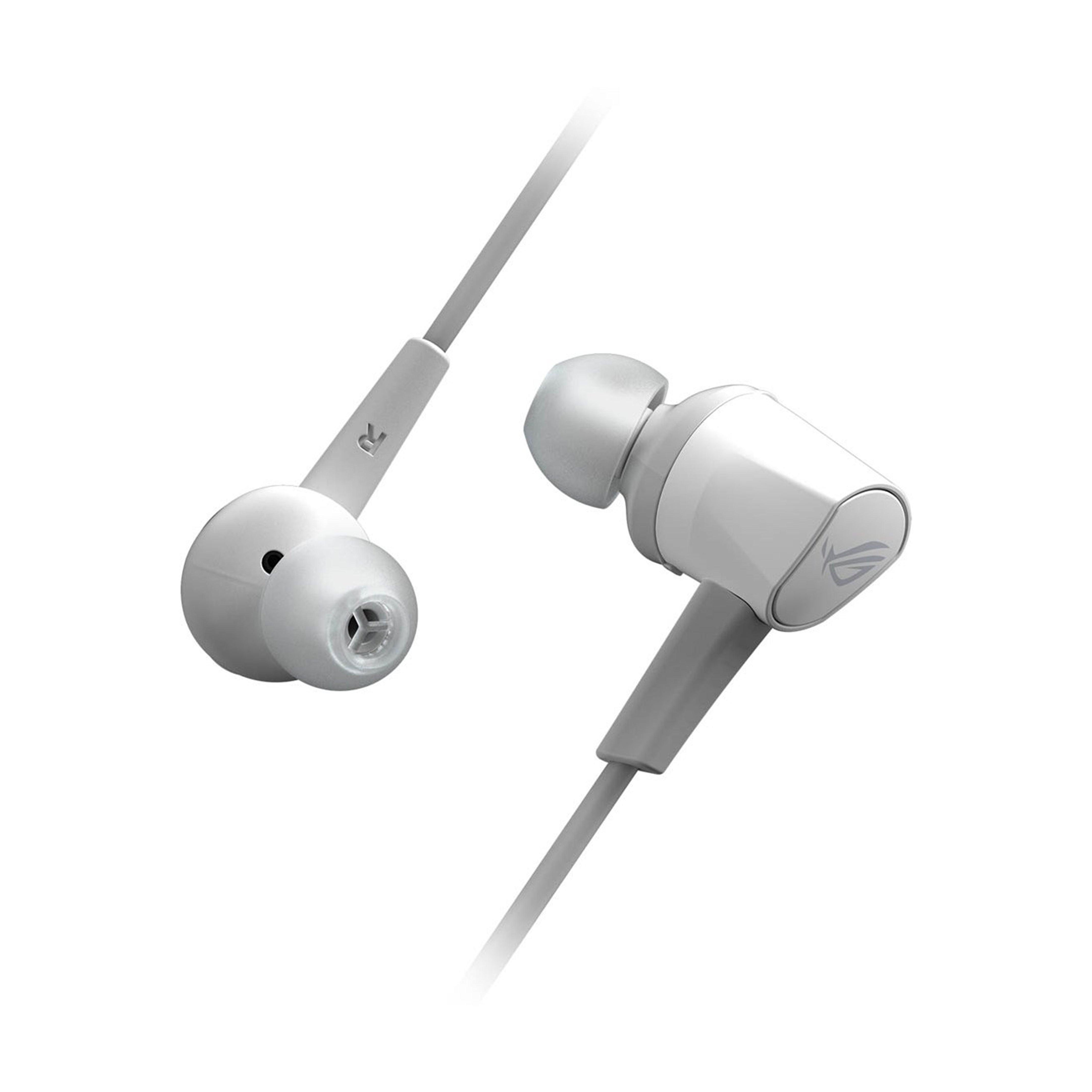 A Photo Of Asus ROG Cetra II Core Moonlight White - Wired In-Ear Gaming Headphones, 9.4mm Neodymium Drivers, Stereo Sound, 3.5mm Connector