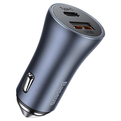 A Photo Of Baseus Golden Contactor Pro Dual Quick Car Charger U+C 40W (with Simple Wisdom Cable C to iP 1M)