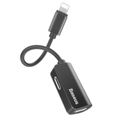 A Photo Of Baseus L37 IP Male to Dual IP Female Adapter - 3-in-1 Aux Audio Cable for iPhone