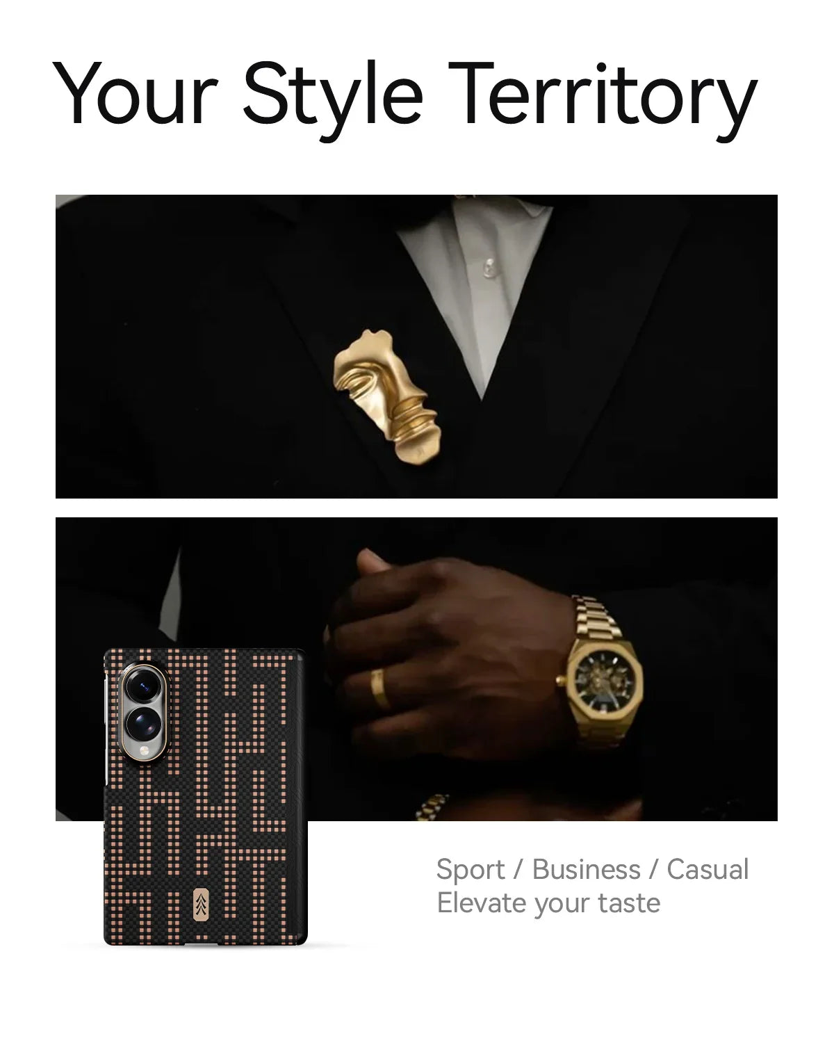 A Photo Of Raptic Aramid Skin Pro Slim Magnetic Case for Galaxy Z Fold8/Z Fold8 Ultra - Grid Valor