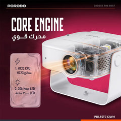 A Photo Of Porodo Raya Smart Android Projector, 45