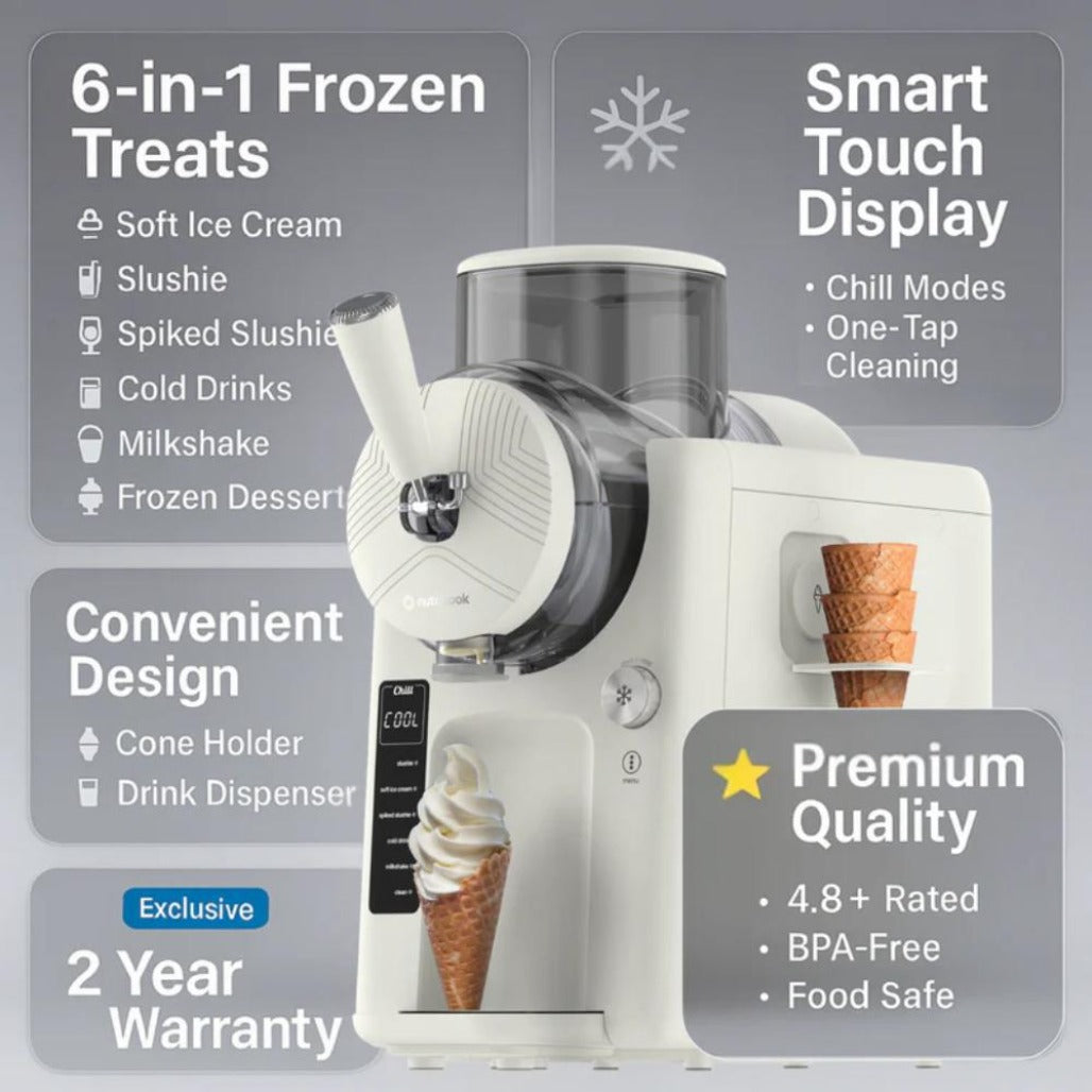 A Photo Of Nutricook Frost Ice Cream Maker, Sorbet and Milkshake Machine, 1.8L, 6 Modes, 7 Textures - Beige - NC-FRS330BG