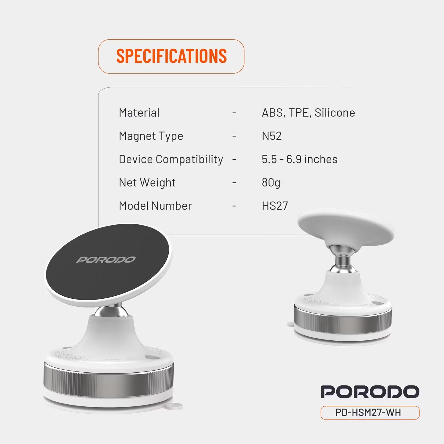 A Photo Of Porodo Phone Mount PDHSM27 - Magnetic Suction