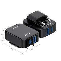 A Photo Of Powerology Charger CRAB PWCUQC066BK - Foldable EU GaN, Black