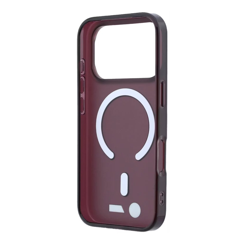 A Photo Of BMW MagSafe iPhone 18 Pro Max Red IML Frosted Hard Cover with Metal Logos
