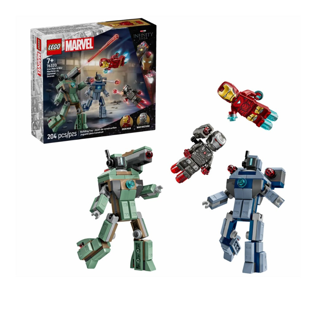 A Photo Of LEGO Marvel Iron Man & War Machine vs. Hammer Drones 204 Pieces - 76320