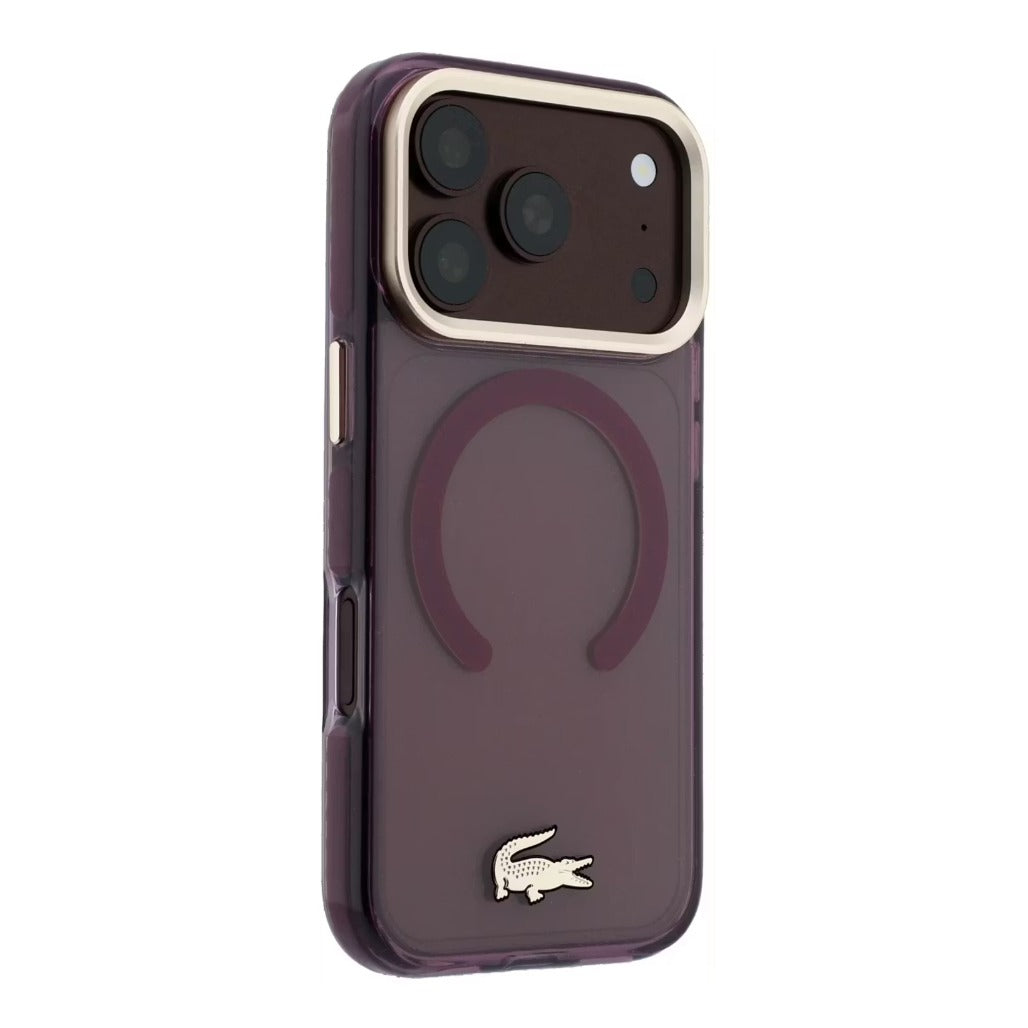 A Photo Of Lacoste Burgundy MagSafe IML Transparent Hard Case for iPhone 18 Pro /18 Pro Max with Shockproof Edges