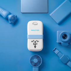 A Photo Of Powerology SOLUTION 30W GaN Charger, Universal Multi-Port Adapter, Global Multi-Plug - White