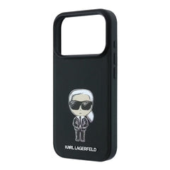 A Photo Of Karl Lagerfeld MagSafe iPhone 18 Pro Black Smooth PU Ikonik Sketch Hard Cover