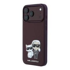 A Photo Of Karl Lagerfeld iPhone 18 Pro Max MagSafe Burgundy Smooth PU Karl & Choupette Bodies Sketch Hard Cover