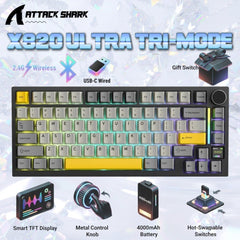 A Photo Of Attack Shark X820 Ultra 75% Tri-Mode Gasket Wireless Mechanical Gaming Keyboard