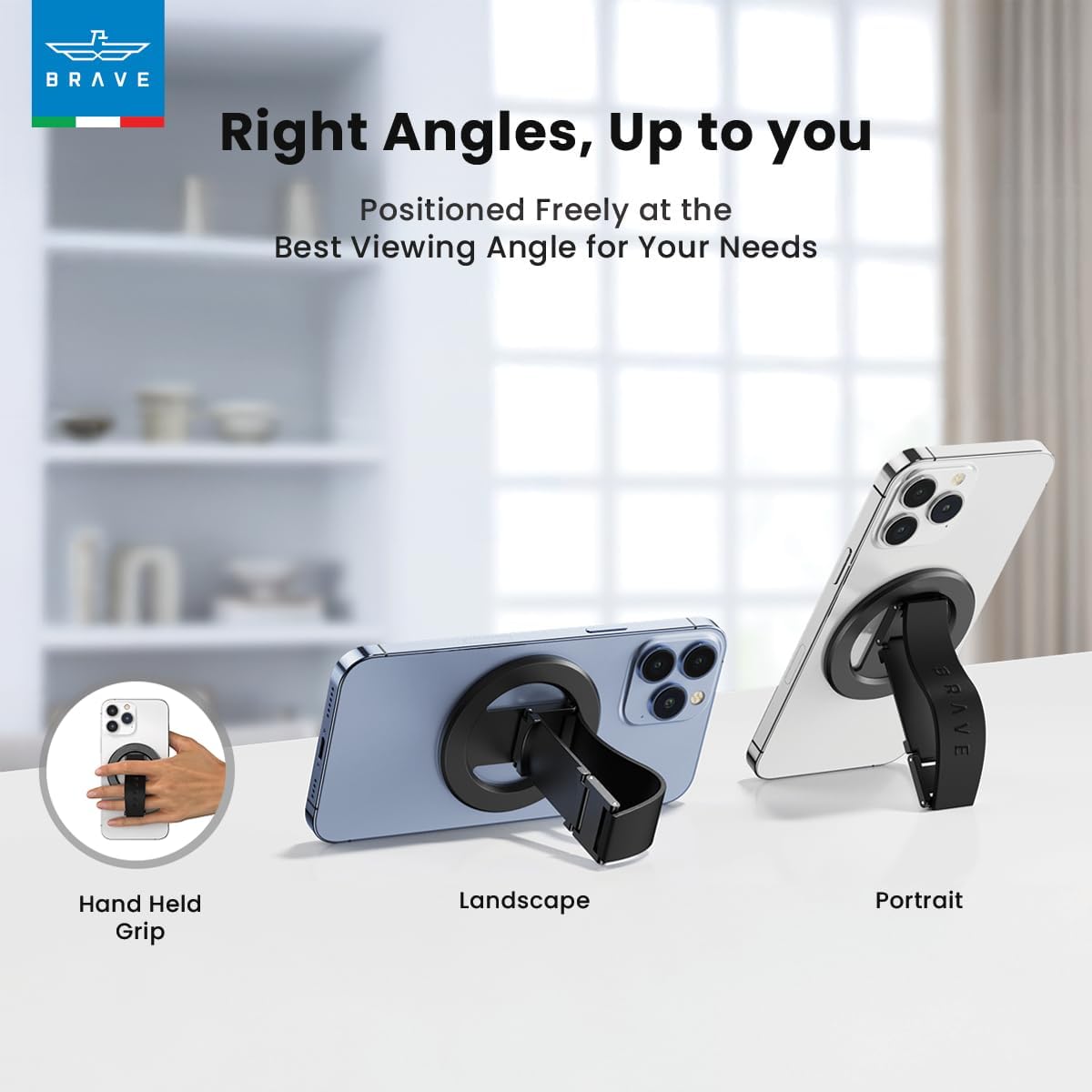 A Photo Of Brave MagGrip 3-in-1 Magnetic Phone Grip & Kickstand - Universal Mount for iPhone 17 & 18 Pro Max
