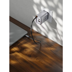 A Photo Of Green Lion GaN Charger - 40W PD, Dual Ports, Grey