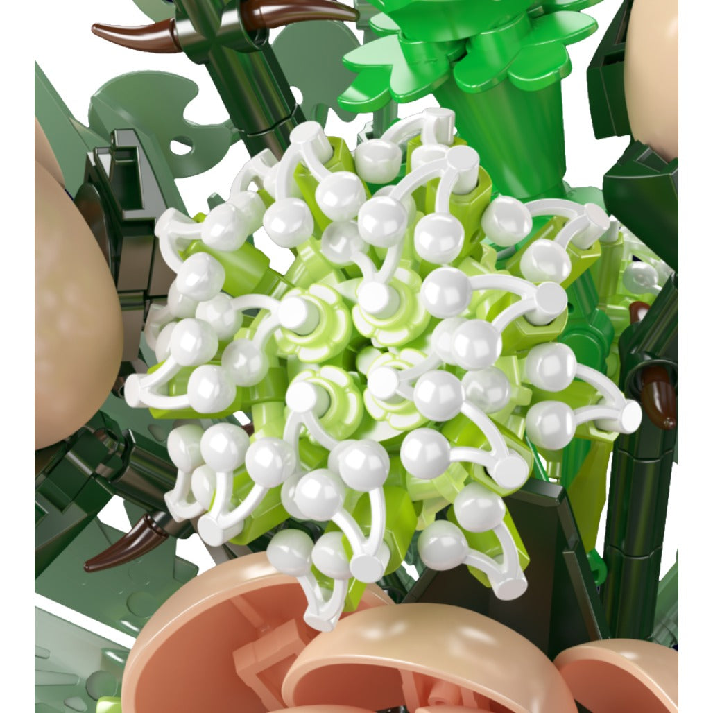 A Photo Of Mould King White Rose Flower Bouquet Building Toy Set - 981 Pieces - 24109
