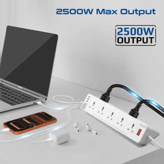 A Photo Of Promate PowerMatrix2-5M - 10AC Socket Space Efficient Power Strip with Multiple Fast Charging USB Ports