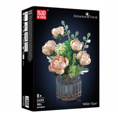 A Photo Of Mould King White Rose Flower Bouquet Building Toy Set - 981 Pieces - 24109