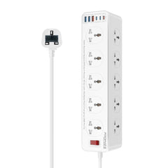 A Photo Of Promate PowerMatrix2-5M - 10AC Socket Space Efficient Power Strip with Multiple Fast Charging USB Ports
