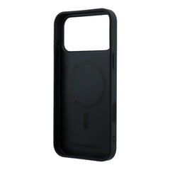 A Photo Of Karl Lagerfeld iPhone 18 Pro/18 Pro Max MagSafe Black Smooth PU Karl & Choupette Bodies Sketch Hard Cover