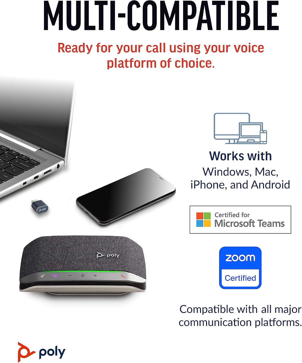 A Photo Of Poly Sync 20+ USB-C/A Portable Bluetooth Speakerphone - 772D1AA