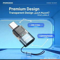 A Photo Of Porodo MiniLink Lightning to USB-C OTG Adapter PDLTOC50 - Grey