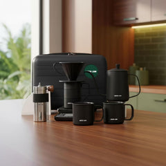 A Photo Of Green Lion Portable V60 Coffee Maker Set Pro - Complete Kit, Black