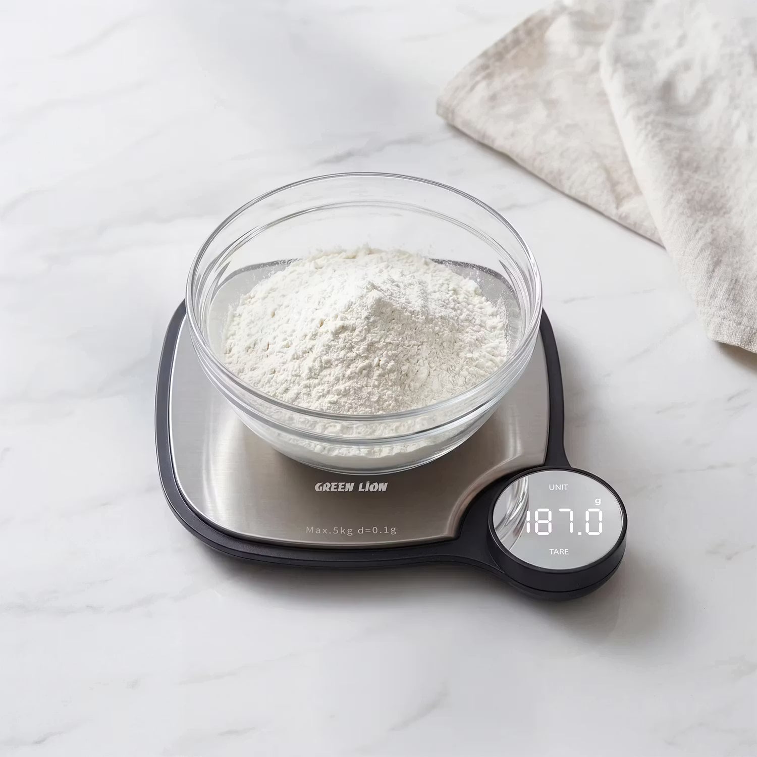A Photo Of Green Lion Digital Kitchen Scale, 5 kg/11 lbs Max Capacity, Mutli-Unit Support - Silver